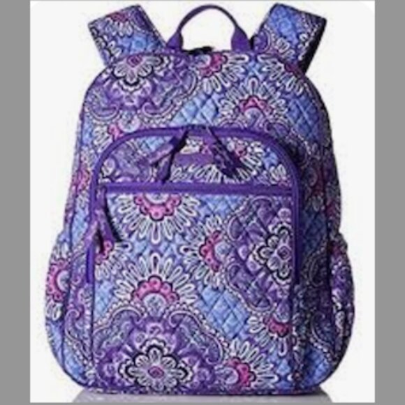 VERA BRADLEY PURPLE QUILTED CAMPUS BACKPACK - Picture 2 of 10
